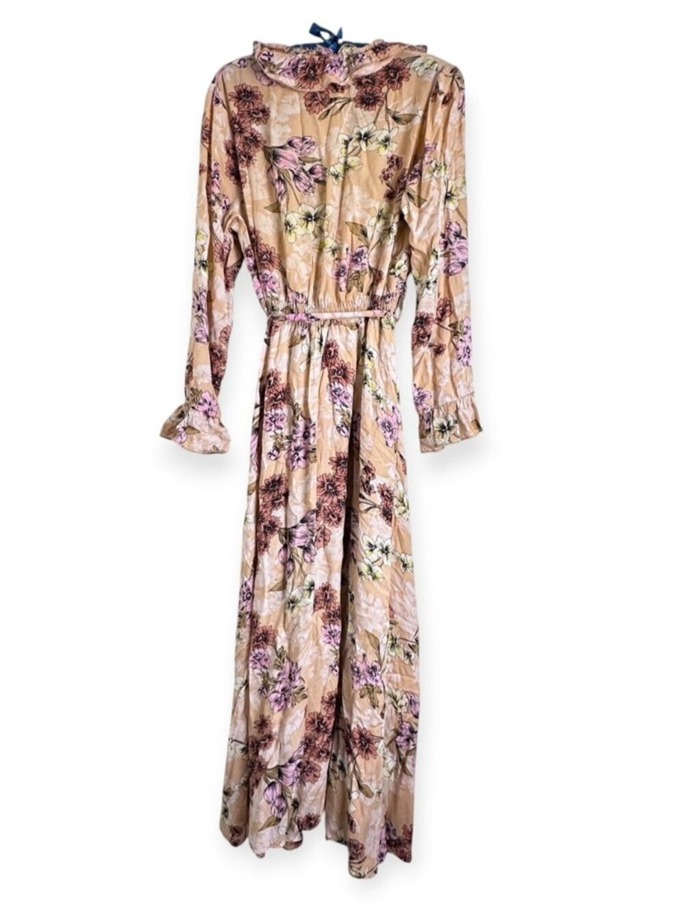 Jaase Chantal Boho Floral Ruffle Romantic Maxi Dress Peach Pink Handcrafted M - Picture 5 of 13